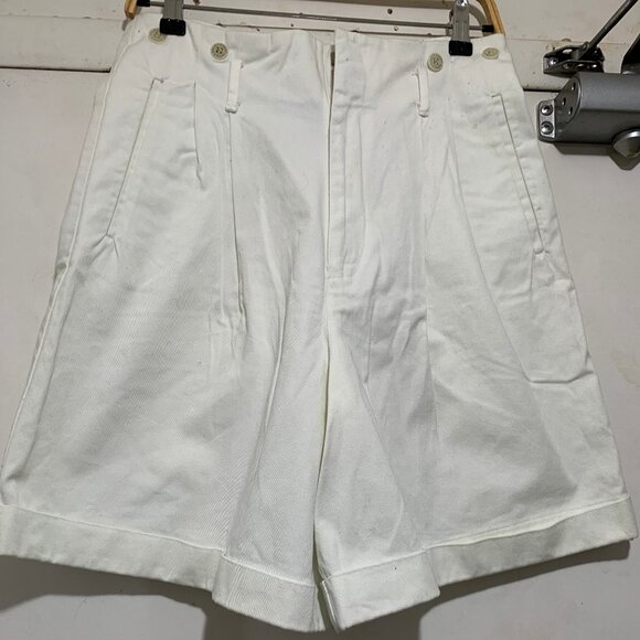 VINTAGE RALPH LAUREN HIGH WAIST SUSPENDER BRACES DENIM SHORTS SIZE 8 - Picture 1 of 10